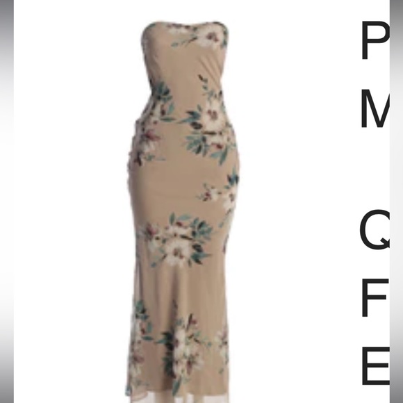 beige floral dress with mid open back - Picture 4 of 4